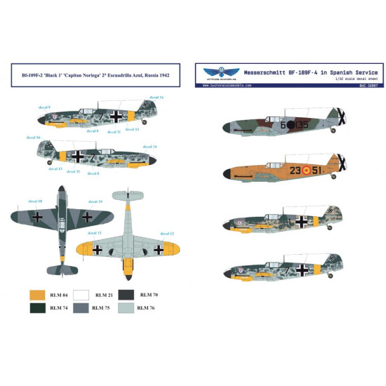 Sbs Buc-32007 1/32 Decal For Messerschmitt Bf-109f In Spanish Service