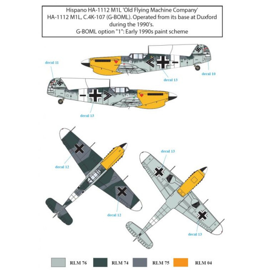 Sbs Buc-32015 1/32 Decal For Bf 109/Ha-1112 1990s Airshow Star Decals