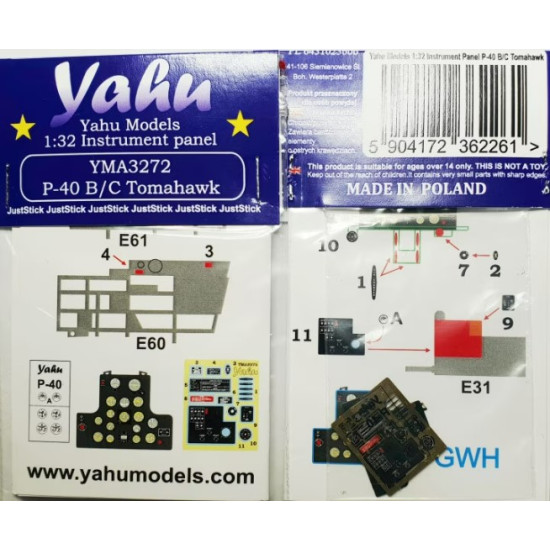 Yahu Model Yma3272 1/32 P-40 B/C Tomahawk Accessories For Aircraft