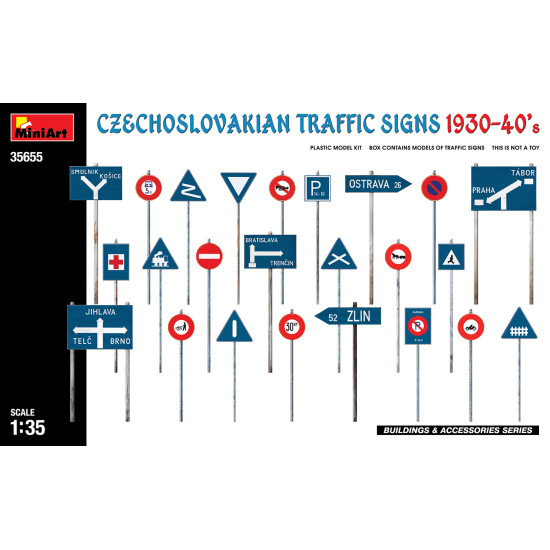 Miniart 35655 - 1/35 - Czechoslovakian Traffic Signs 1930 40 S Diorama Model Kit