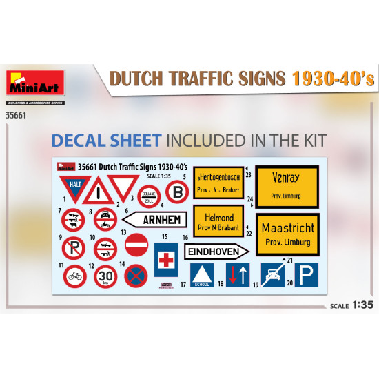 Miniart 35661 - 1/35 - Dutch Traffic Signs 1930 40 S Diorama Model Kit