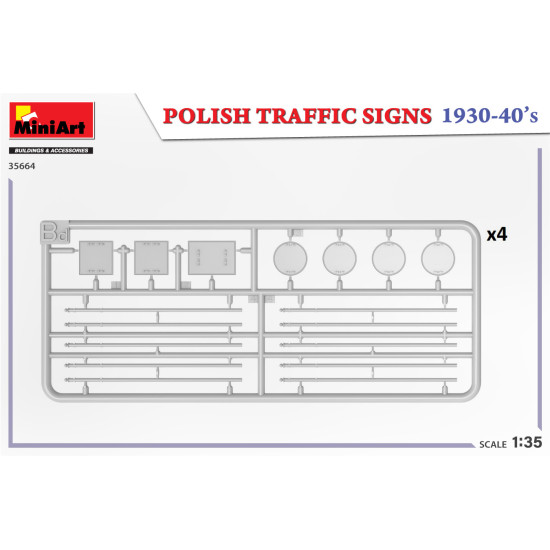 Miniart 35664 - 1/35 - Polish Traffic Signs 1930 40s Plastic Model Accessories