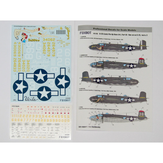 Foxbot 48-043 1/48 North American B 25ghj Mitchell Late Pinup Nose Art And Stencils Part 3