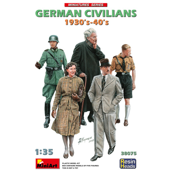 Miniart 38075 - 1/35 - German Civilians 1930 40s Resin Heads Plastic Figures Kit