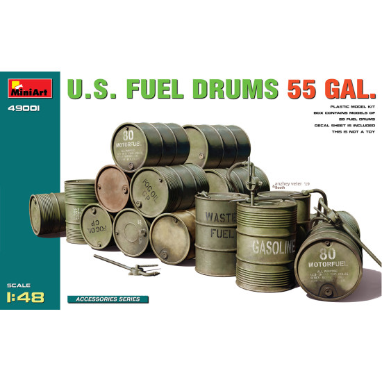 Miniart 49001 - 1/48 - U S Fuel Drums 55 Gal Plastic Model Kit