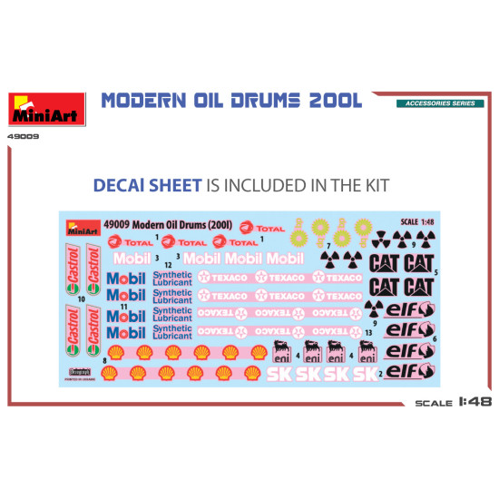 Miniart 49009 - 1/48 - Modern Oil Drums 200l Plastic Model Accessories