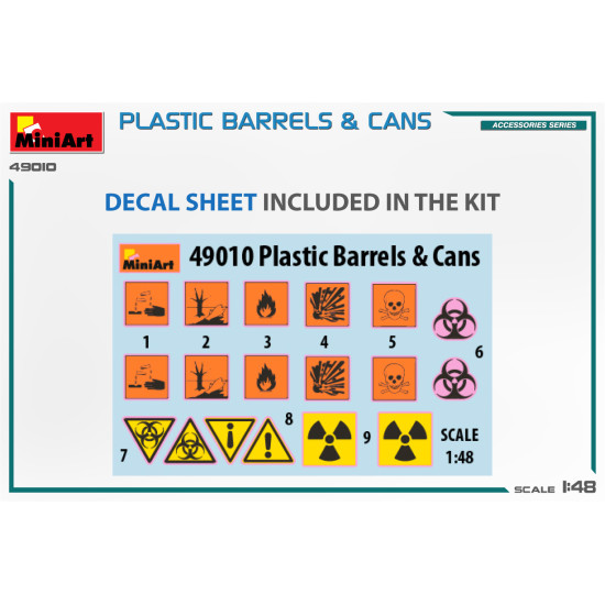 Miniart 49010 - 1/48 - Plastic Barrels Cans Plastic Model Accessories