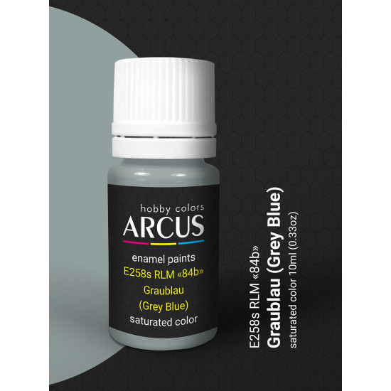 Arcus 258 Enamel Paint Luftwaffe Color E258s Rlm 84b Graublau Grey Blue Saturated Color 10ml