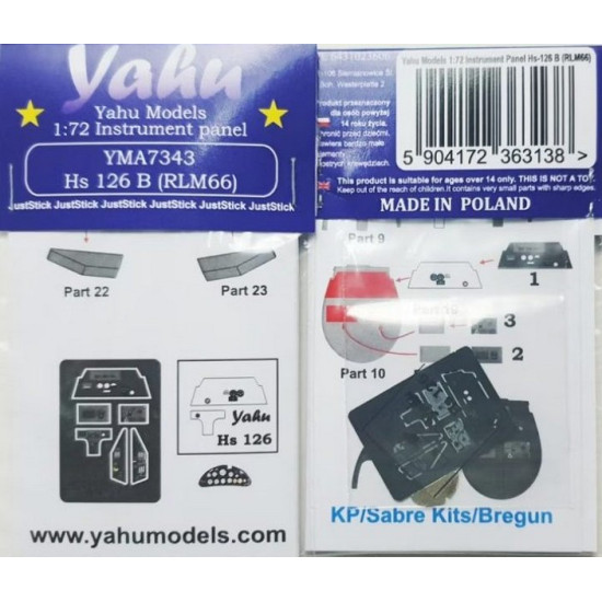 Yahu Model Yma7343 1/72 Hs-126 B-1 Rlm66 Accessories For Aircraft