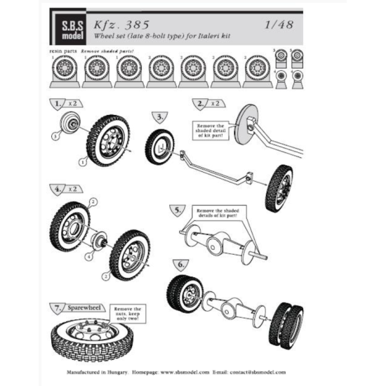 Sbs 48036 1/48 Kfz 385 Wheel Set Late 8 Bolt Type For Italeri Tamiya Opel Blitz Kit Resin Model