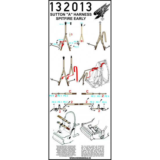 Hgw 132013 1/32 Textile Seat Belts For Spitfire Early 2 Sets For Tamiya