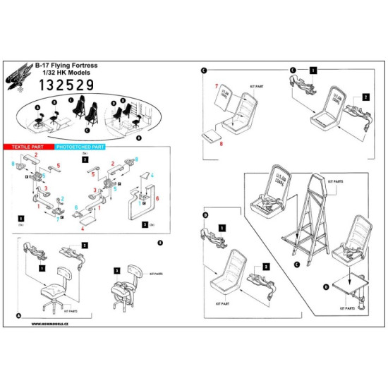 Hgw 132529 1/32 Seatbelts For B-17 Pre-cut Laser Hk Models