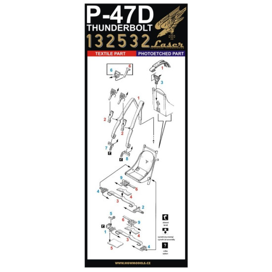 Hgw 132532 1/32 Seatbelts For P-47d Thunderbolt Pre-cut Laser Hasegawa Revell Trumpet