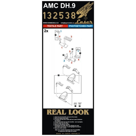 Hgw 132538 1/32 Seatbelts For Amc Dh 9 Pre-cut Laser Wingnut Wings