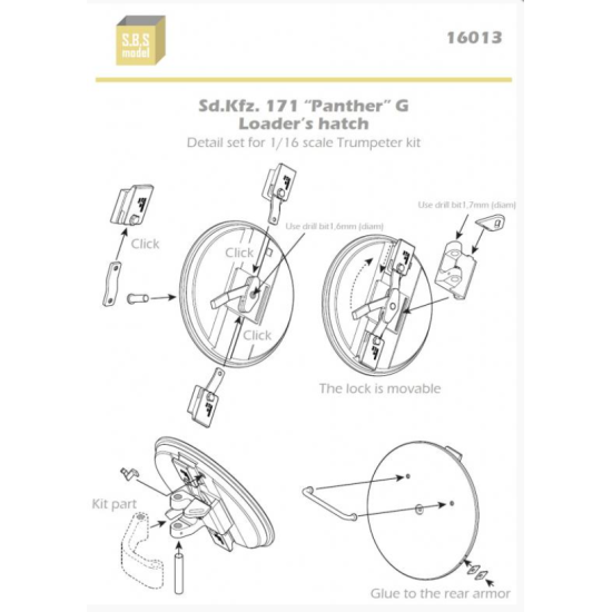 Sbs 16013 1/16 Sd Kfz 171 Panther G Loaders Hatch For Trumpeter Kit Resin Model