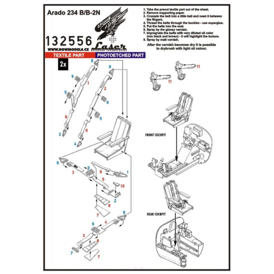 Hgw 132556 1/32 Seatbelts For Arado Ar 234b And B-2n Pre-cut Laser Fly