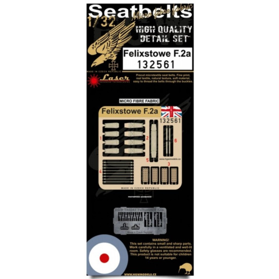 Hgw 132561 1/32 Seatbelts For Felixstowe F 2a Pre-cut Laser Wingnut Wings