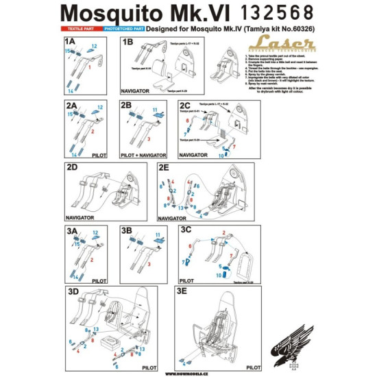 Hgw 132568 1/32 Seatbelts For Mosquito Mk Vi Pre-cut Laser Tamiya