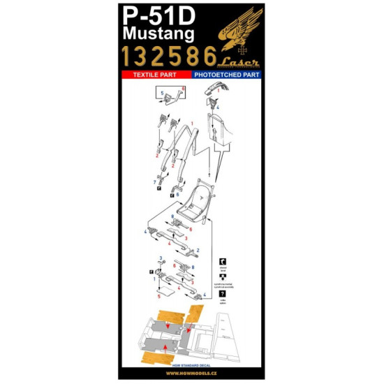 Hgw 132586 1/32 Seatbelts For P-51d Mustang And Dingy And Laser Floor Pre-cut Laser Tamiya