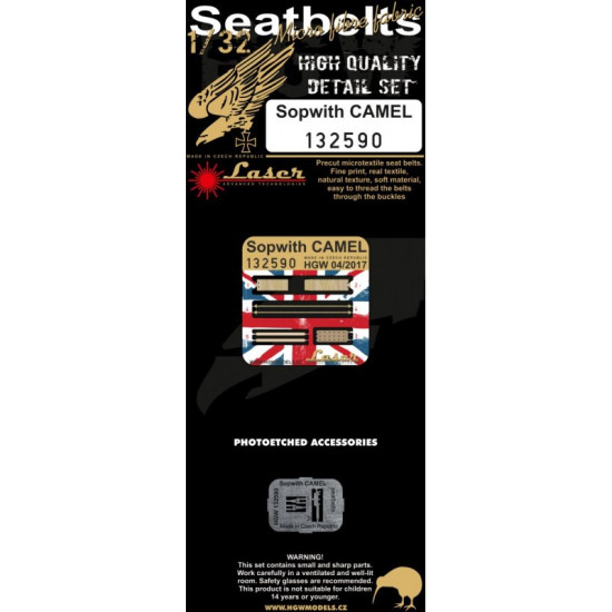 Hgw 132590 1/32 Seatbelts For Sopwith Camel Pre-cut Laser Wingnut Wings