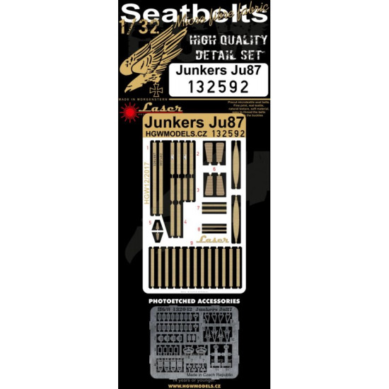 Hgw 132592 1/32 Seatbelts For Junkers Ju 87 Stuka Pre-cut Laser