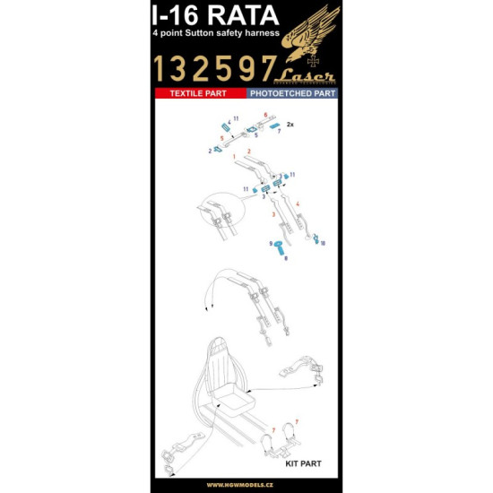 Hgw 132597 1/32 Seatbelts For I-16 Rata Pre-cut Laser