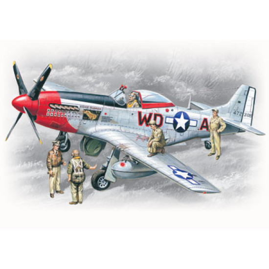 P-51D with USAAF Pilots and Ground Personnel Fighter 1/48 ICM 48153