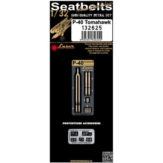 Hgw 132625 1/32 Seatbelts For P-40 Tomahawk Pre-cut Laser Accessories Aircraft