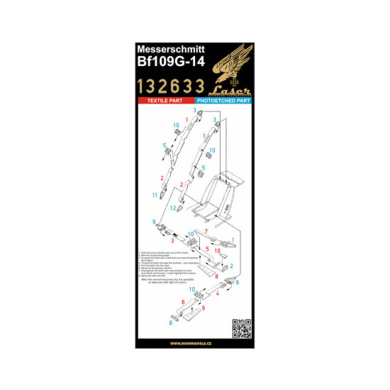 Hgw 132633 1/32 Seatbelts For Bf109g-14 Standard Pre-cut Laser Accessories For Aircraft