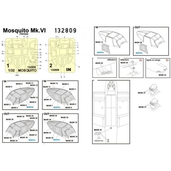 Hgw 132809 1/32 Seatbelts For Mosquito Mk Vi Basic Line Seatbelts And Masks For Tamiya