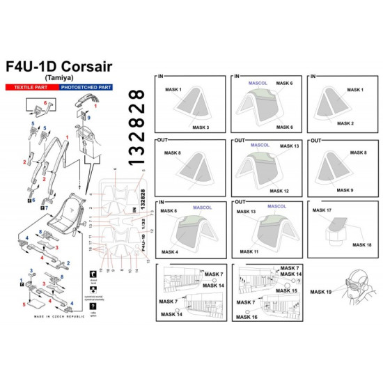 Hgw 132828 1/32 Seatbelts For F4u-1d Corsair Basic Line And Masks For Tamiya