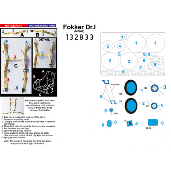 Hgw 132833 1/32 Seatbelts For Fokker Dr I Basic Line And Masks For Meng