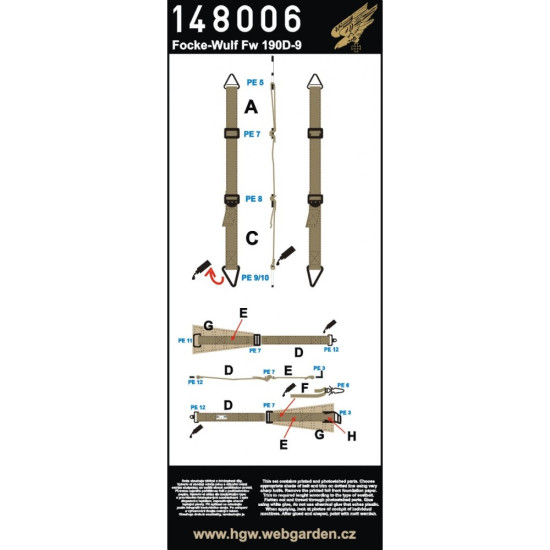 Hgw 148006 1/48 Seatbelts For Focke-wulf Fw 190d-9 2 Sets For Eduard Tamiya