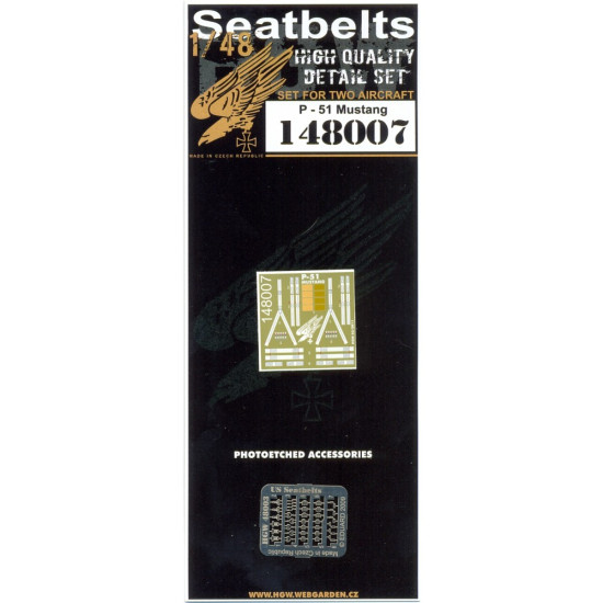 Hgw 148007 1/48 Seatbelts For P-51 Mustang 2 Sets For Hasegawa Tamiya