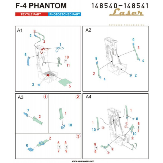 Hgw 148541 1/48 Seatbelts For F-4 Phantom Navy Pre-cut Laser For Academy Eduard