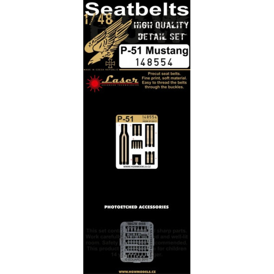 Hgw 148554 1/48 Seatbelts For P-51 Mustang Pre-cut Laser Accessories Aircraft