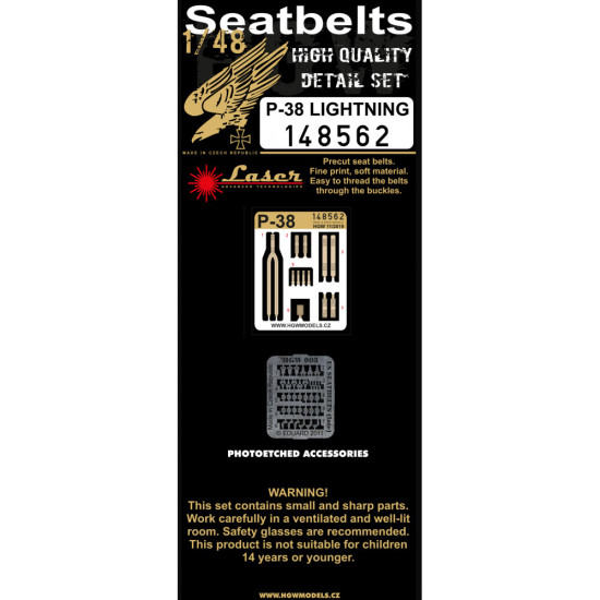 Hgw 148562 1/48 Seatbelts For P-38 Lightning Pre-cut Laser Accessories Aircraft