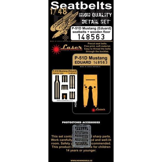 Hgw 148563 1/48 Seatbelts For P-51d Mustang And Wooden Floor For Eduard