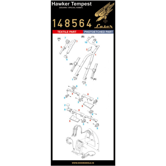 Hgw 148564 1/48 Seatbelts For Hawker Tempest Pre-cut Laser Eduard Special Hobby