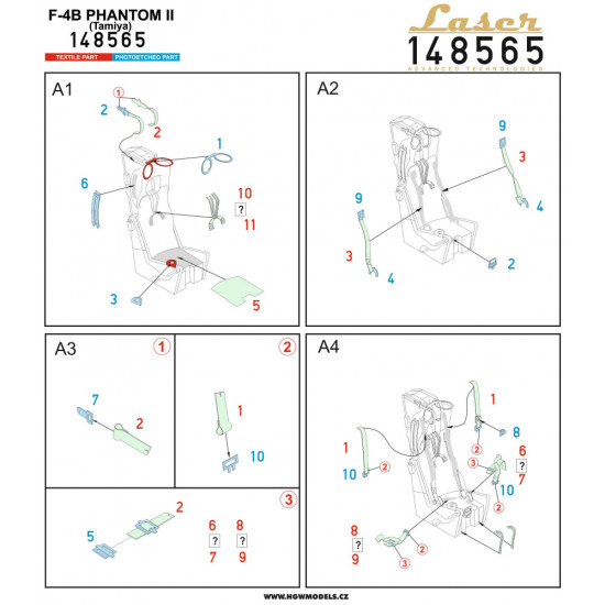 Hgw 148565 1/48 Seatbelts For F4b Phantom Ii Pre-cut Laser For Tamiya