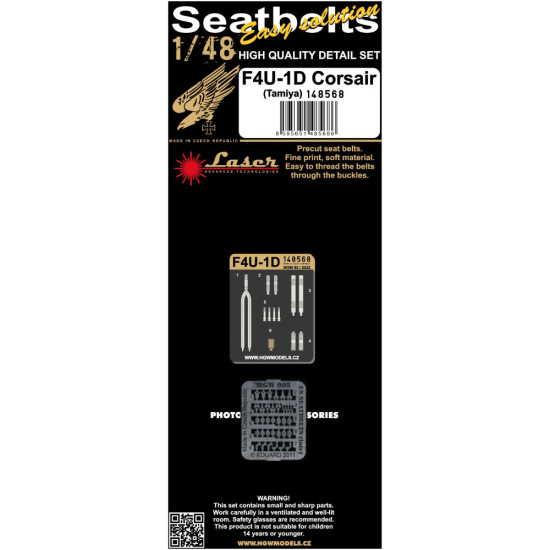 Hgw 148568 1/48 Seatbelts For F4u-1d Pre-cut Laser For Tamiya Accessories