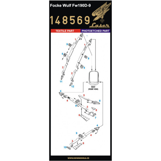 Hgw 148569 1/48 Seatbelts For Focke Wulf Fw190d-9 Pre-cut Laser Accessories For Aircraft