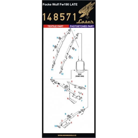 Hgw 148571 1/48 Seatbelts For Focke Wulf Fw190 Late Pre-cut Laser Accessories For Aircraft