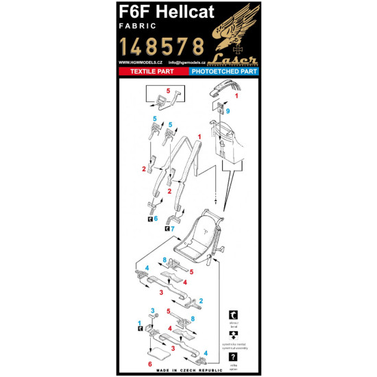 Hgw 148578 1/48 Seatbelts For F6f Hellcat Fabric Pre-cut Laser Accessories For Aircraft