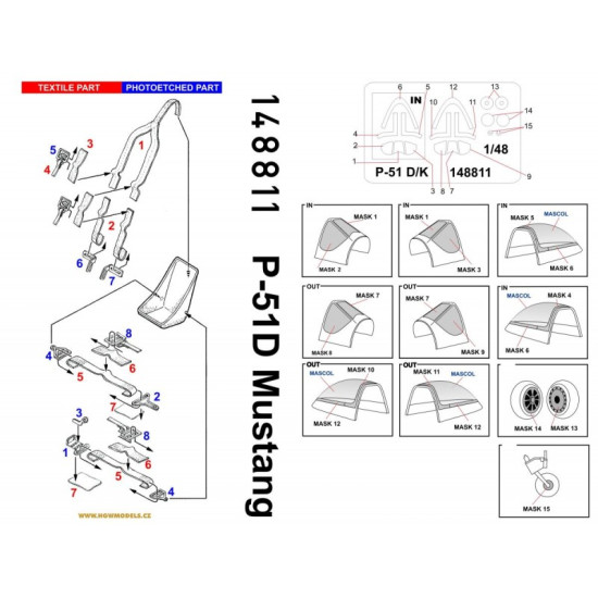 Hgw 148811 1/48 Seatbelts For P-51b Mustang Basic Line And Masks For Tamiya