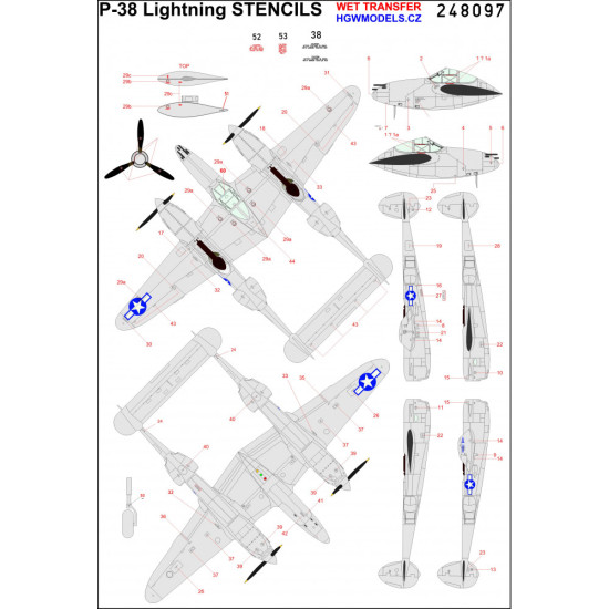 Hgw 148815 1/48 Seatbelts For P-38 Lightning Basic Line Decal And Masks For Tamiya
