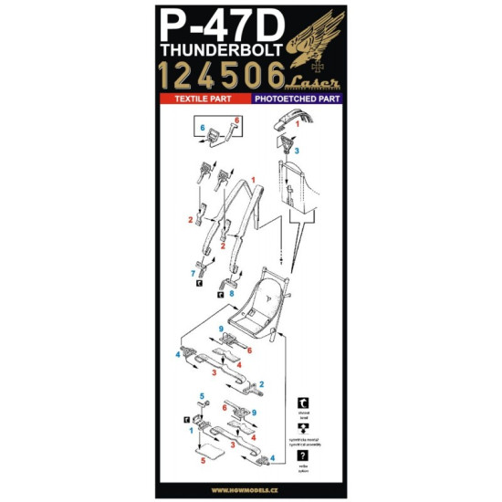 Hgw 124506 1/24 Seatbelts For P-47d Thunderbolt Pre-cut Laser For Kinetic Model