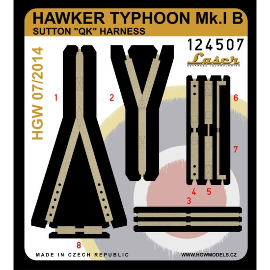Hgw 124507 1/24 Seatbelts For Hawker Typhoon Mk I B Pre-cut Laser For Airfix