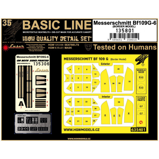 Hgw 135801 1/35 Seatbelts For Bf 109g-6 Basic Line And Masks For Border Model