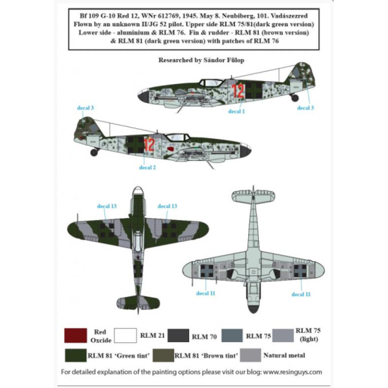 Sbs D72029 1/72 Messerschmitt Bf 109 G 10 In Hungarian Service Ww Ii Decal